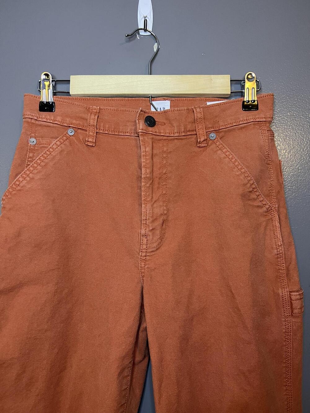 Gap Pants Womens 2 Orange Carpenter Denim Straight Leg Workwear Stretch
